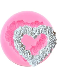 1 个花朵和心形 DIY 硅胶模具 - 粉色 - 查看 1
