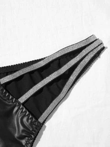 Plus PU Cut-out Panty - Black - View 3