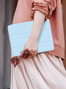 Pad Pencil Holder Tri-Fold Protective Case, TPU Soft Shell, Minimalist/Casual, IPad Folding Tablet Case, Compatible With IPad Mini4/5/Mini6/Mini7/9.7/10.2/10.5/10.9/10th Gen/11-Inch/12.9-Inch/Air 11-Inch(M2)-2024/Air 13-Inch(M2)-2024/Pro 13-Inch(M4)-2024/Pro 11-Inch(M4)-2024/IPad Air 13(M3 2025)/IPad Air 11-Inch (M3) 2025/IPad (A16) 11 Inch 11th Generation 2025, Physical Triangle Stand, Non-Magnetic Stand