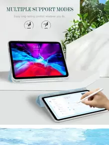 Pad Pencil Holder Tri-Fold Protective Case, TPU Soft Shell, Minimalist/Casual, IPad Folding Tablet Case, Compatible With IPad Mini4/5/Mini6/Mini7/9.7/10.2/10.5/10.9/10th Gen/11-Inch/12.9-Inch/Air 11-Inch(M2)-2024/Air 13-Inch(M2)-2024/Pro 13-Inch(M4)-2024/Pro 11-Inch(M4)-2024/IPad Air 13(M3 2025)/IPad Air 11-Inch (M3) 2025/IPad (A16) 11 Inch 11th Generation 2025, Physical Triangle Stand, Non-Magnetic Stand