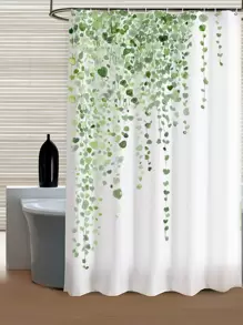 1 pieza Cortina de ducha con patrón de planta impermeable - Multicolor - Ver 1