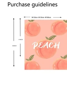 1pc Peach & Letter Graphic Waterproof Shower Curtain - Multicolor - View 3