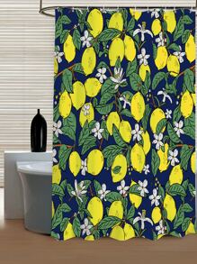 1pc Lemon Print Waterproof Shower Curtain - Multicolor - View 1