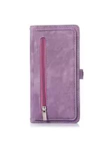 1入組翻蓋錢包風格可摺疊pu皮革手機殼帶卡槽,防震防摔,適用於iphone 15 Pro Max和galaxy S24 Ultra - 紫色 - 查看 1