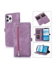 1入組翻蓋錢包風格可摺疊pu皮革手機殼帶卡槽,防震防摔,適用於iphone 15 Pro Max和galaxy S24 Ultra - 紫色 - 查看 5