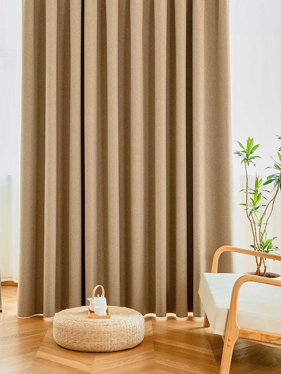 Solid Single Panel Blackout Curtain - Brown - View 1