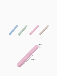 1 pieza Estuche para cepillo de dientes de plástico de color aleatorio, Soporte para cepillo de dientes portátil y sencillo, Adecuado para viajes (Estilo de vaso y color aleatorios), Decoración para el baño en verano - Azul - Ver 4