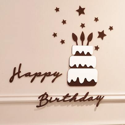 Bộ 2 phông nền chữ bằng nỉ trang trí bánh kem, màu cà phê đậm, phong cách cổ điển, trang trí tiệc sinh nhật, đạo cụ chụp ảnh.