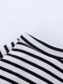 1pc sọc & Cartoon Graphic Sweatshirt cho thú cưng - Đen và trắng - Xem 4