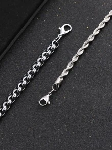 Thời trang và phổ biến 2 chiếc vòng tay nam xoắn chi tiết, trang sức bằng thép không gỉ để làm quà tặng trang sức và cho vẻ ngoài sành điệu - Bạc - Xem 4