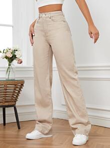 SHEIN Tall High Waist Straight Leg Jeans