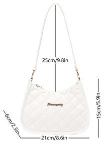 衍縫細節字母裝飾法棍包 - 白色 - 查看 8