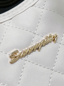 衍縫細節字母裝飾法棍包 - 白色 - 查看 7