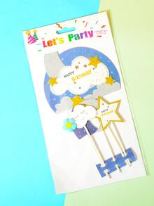 5 piezas Decoración de pastel en forma de estrella y luna - Multicolor - Ver 2