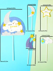 5 piezas Decoración de pastel en forma de estrella y luna - Multicolor - Ver 5