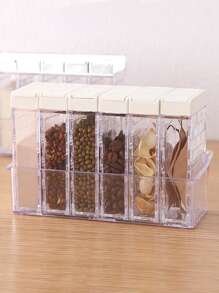 6pcs Clear Spice Jar - White - View 1