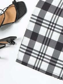 SHEIN Unity Bộ đồ hai mảnh nữ Sọc ca rô Giải trí - màu đen - Xem 4