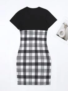 SHEIN Unity Bộ đồ hai mảnh nữ Sọc ca rô Giải trí - màu đen - Xem 6