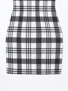 SHEIN Unity Bộ đồ hai mảnh nữ Sọc ca rô Giải trí - màu đen - Xem 7