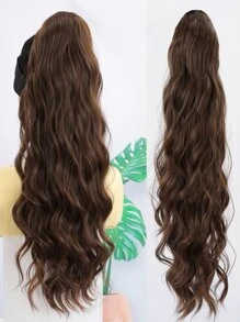 Long Curly Ponytail Synthetic Hair Extension - Brown - View 1