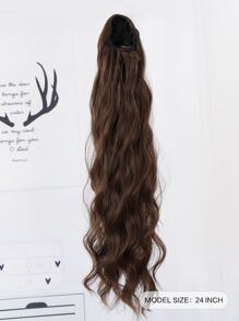 Long Curly Ponytail Synthetic Hair Extension - Brown - View 2