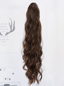 Long Curly Ponytail Synthetic Hair Extension - Brown - View 3