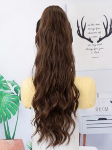 Long Curly Ponytail Synthetic Hair Extension - Brown - View 6