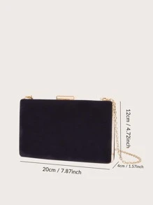 Mini Minimalist Chain Box Bag - Black - View 3