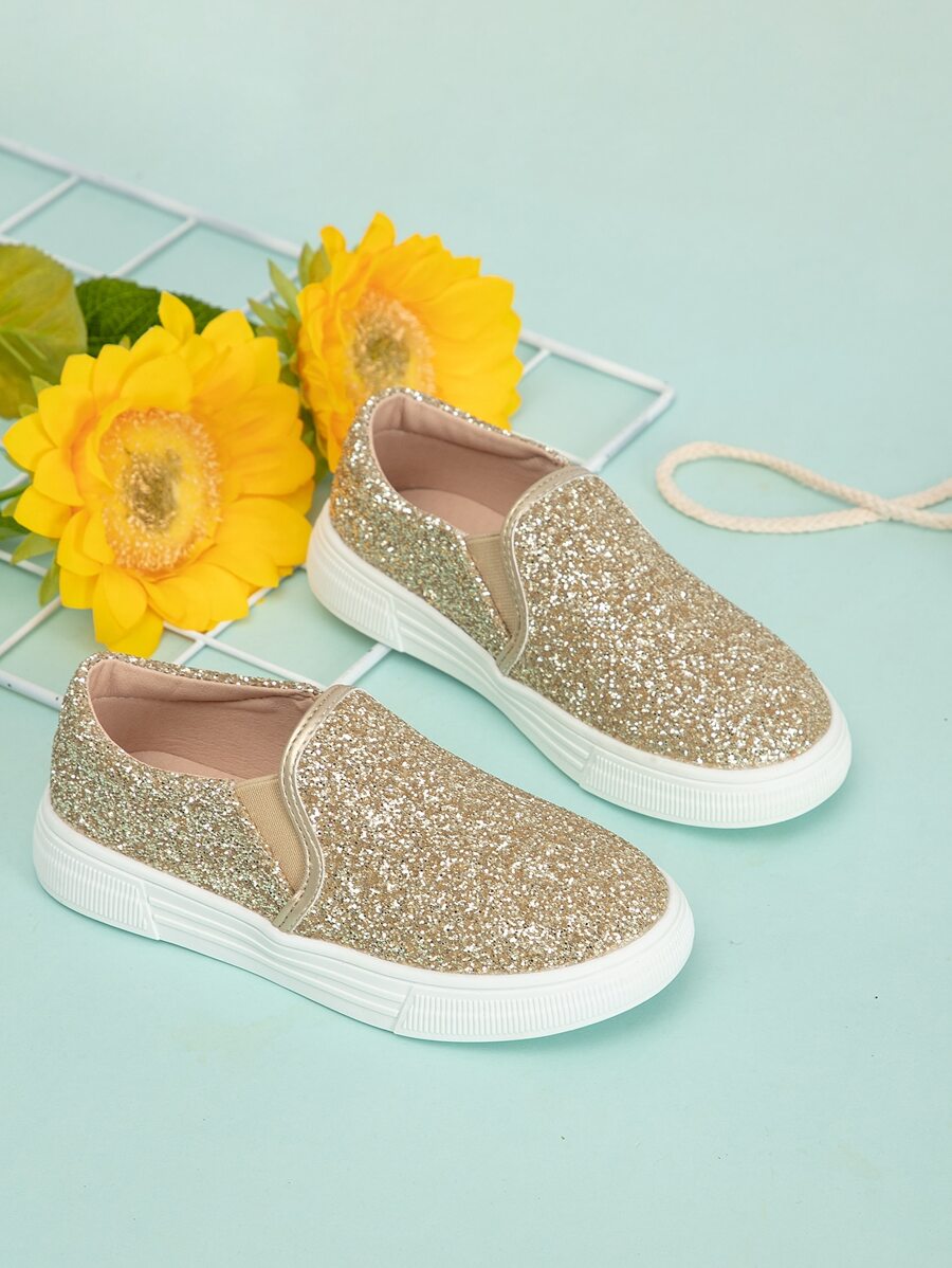 女孩金屬亮絲一腳蹬運動鞋