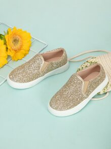 女孩金屬亮絲一腳蹬運動鞋