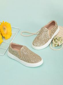 女孩金屬亮絲一腳蹬運動鞋