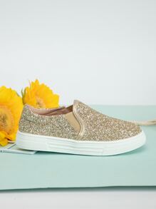 女孩金屬亮絲一腳蹬運動鞋