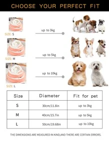 1pc Plush Inside Round Pet Bed - Pink - View 5