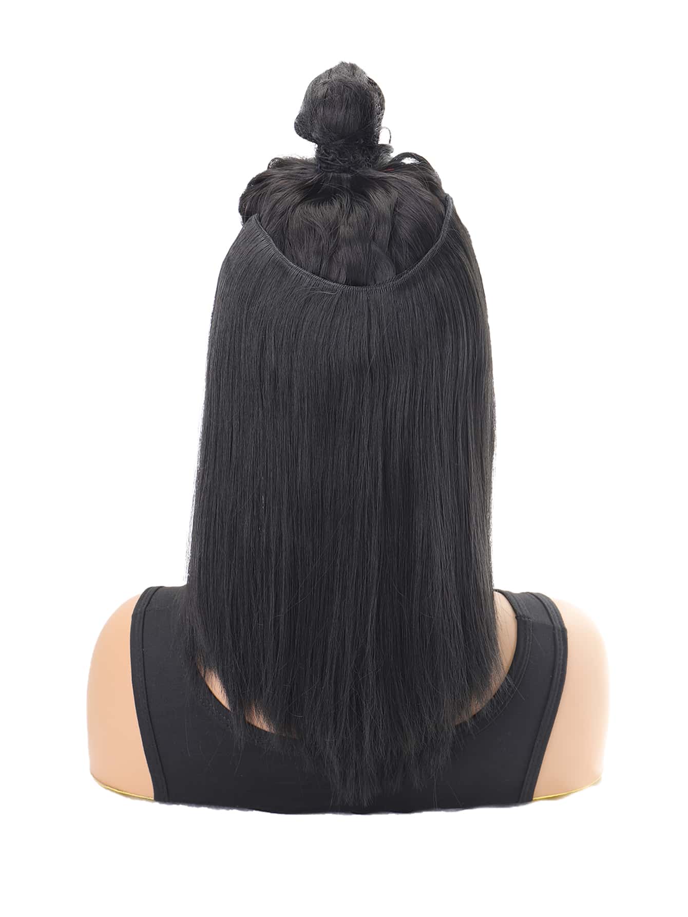 Short Straight Synthetic Hair Extension - Black - View 1