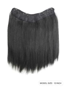 Short Straight Synthetic Hair Extension - Black - View 2