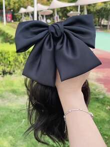 Bow-knot Decor Medium Curly Ponytail Synthetic Hair Extension - Black - View 7