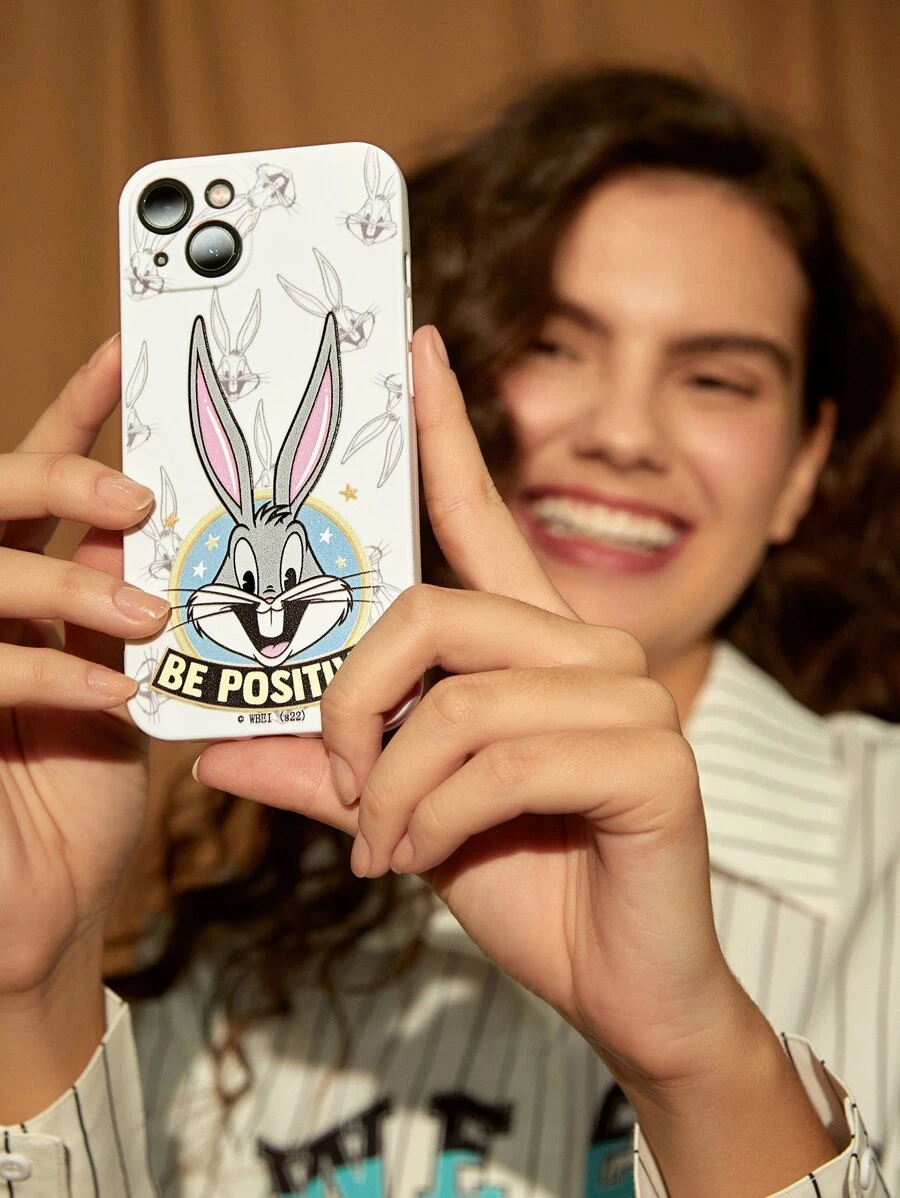 LOONEY TUNES X SHEIN Funda para móvil con dibujos animados con patrón de conejo - Multicolor - Ver 1