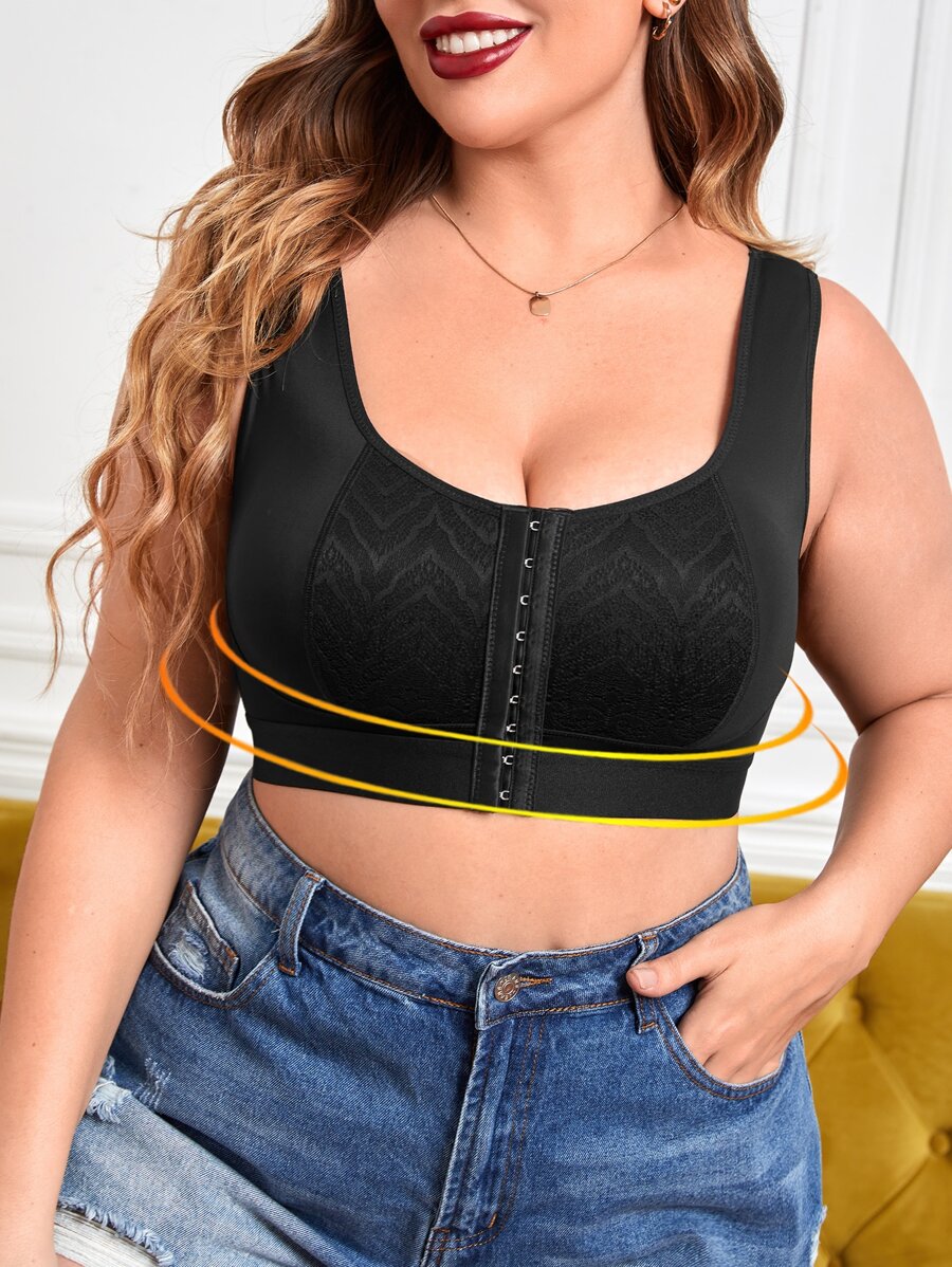 Top faja con encaje en contraste - Negro - Ver 1