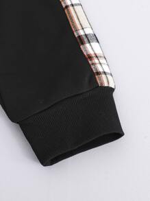 SHEIN Chicos Pantalones deportivos con capucha con estampado de letra con costura lateral en contraste sin camiseta - Negro - Ver 6