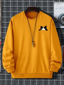 Manfinity Men Plus Cartoon Graphic Sweatshirt - Mustard Yellow - View 1