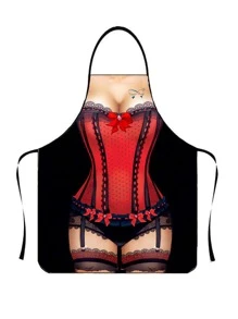 1 quần áo viền ren in tạp dề nhà bếp - Nhiều màu - Xem 1
