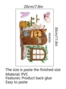 1 件自粘 PVC 墙贴，可爱兔子图案防水墙贴，适用于卧室、客厅、贴纸、墙贴、乙烯基贴花，用于家居装饰，春季装饰品让您的家焕然一新，节日装饰贴纸礼物生日毕业 - 彩色 - 查看 5