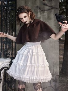 ROMWE Goth Solid Cape Coat - Coffee Brown - View 2