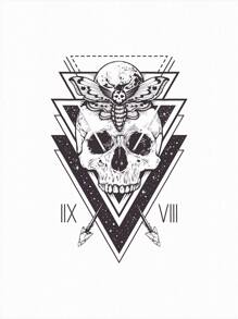 Vecster 大码骷髅印花落肩 T 恤 - 白色 - 查看 2