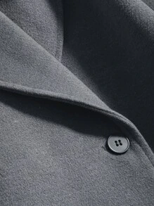 DAZY Lapel Neck Double Breasted Overcoat - Dark Grey - View 9