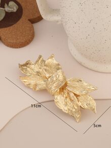 1 chiếc kẹp tóc kim loại hình lá lớn, đơn giản, dễ phối đồ, có chi tiết nơ, dùng để buộc tóc đuôi ngựa, phù hợp cho nữ, kiểu dáng sang trọng, thích hợp cho học sinh, sinh viên, có nơ, dễ thương, phụ kiện tóc, phụ kiện đội đầu, ghim cài tóc. - Vàng - Xem 4