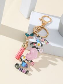 1pc Mom Acrylic Printed Key Chain, Back To School Car Accessories Bag Charm Cute Goth Y2k