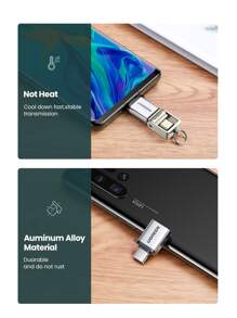 UGREEN OTG Adapter Type C To USB 3.0 Adapter USB C OTG For Type C USB C To USB 3.0 Adapter USB C OTG Adapter Compatible With Ipad Pro Chromebook Xiao Mi Oneplus - Silver - View 3