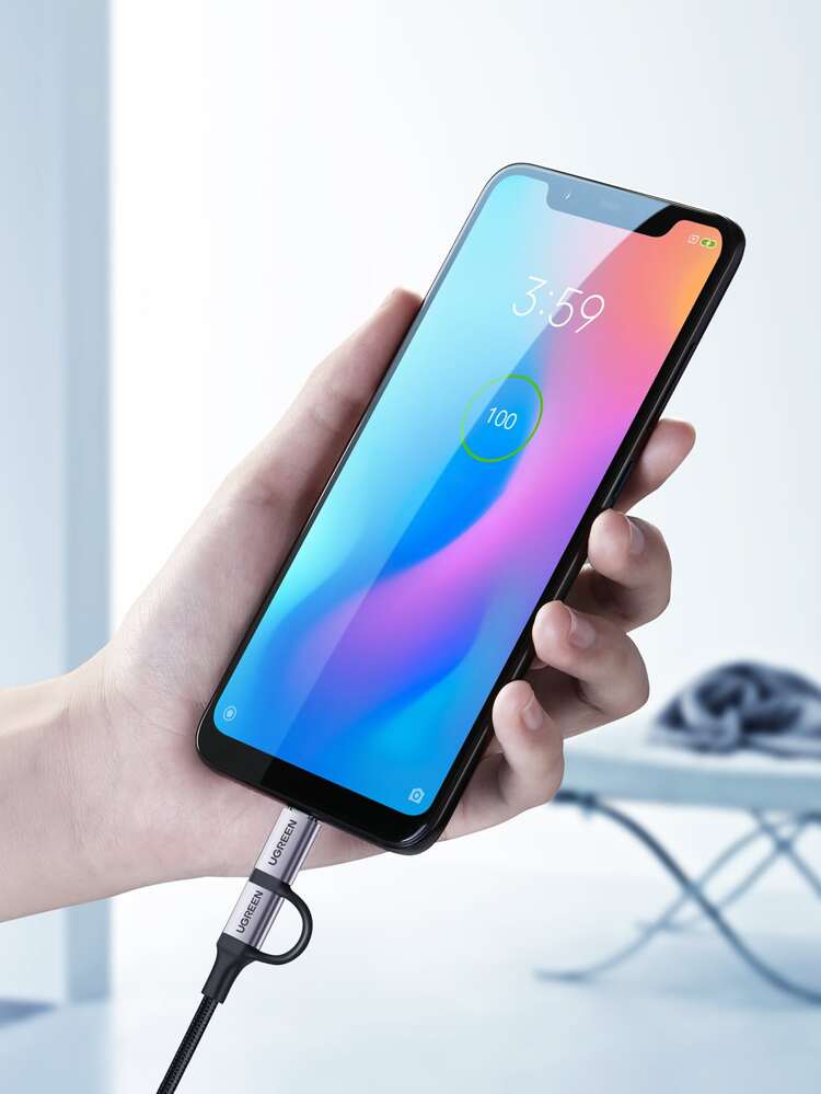 UGREEN 1 Meter 2 In 1 Micro USB Cable + Type C Cable 2.4A Fast Charging USB Cable Compatible With Samsung Galaxy S22 S10 Compatible With IPhone 16, 16 Pro Max, 15, 15 Plus, 15 Pro, 15 Pro Max,Compatible With Xiaomi, Compatible With OnePlus, Compatible With Samsung Galaxy S7/ HTC Android, Kindle, Camera, MP3 Micro-USB Compatible With PS4 Nan