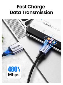 UGREEN USB A To USB Type C Cable 3A Quick Charge 3.0 Fast Charging Nylon Braid Cable Nan